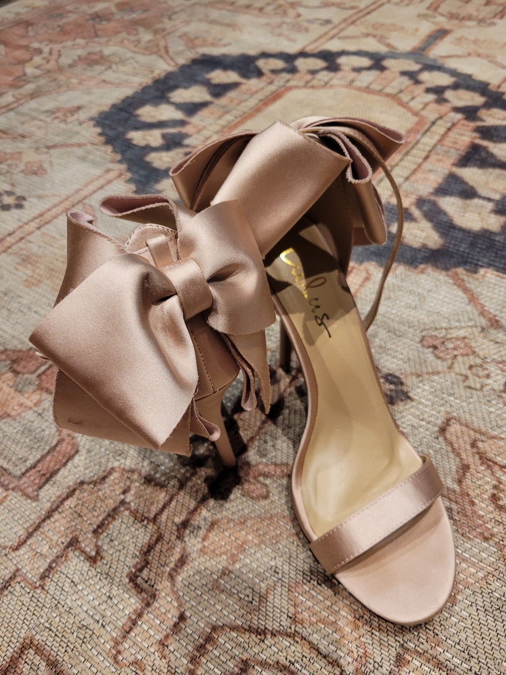 Lulu's Blush Pink Satin Bow Ankle-Strap Heels - Rose Gold